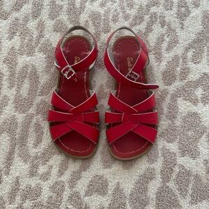 Big Girls Salt Water Red Sandals (Size 4)